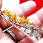 Cubic Zircon 925 Sterling Silver Citrine Brooch Birthday Gift For Her
