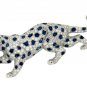Cubic Zircon Sterling Silver Sapphire Emerald Panther Style Brooch Unisex Brooch