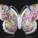 Cubic Zircon 925 Silver Multi Gemstone Brooch Woman Pin Gift For Her Cubic Zircon 925 Silver Multi Gemstone Brooch Woman Pin Gift For Her