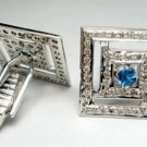 Vintage Style Cufflinks Topaz 1.82ct Rose Cut Diamond 925 Silver Cufflinks
