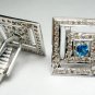 Vintage Style Cufflinks Topaz 1.82ct Rose Cut Diamond 925 Silver Cufflinks