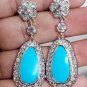 Rose cut Diamond Sterling Silver Turquoise Dangle Earrings Gift Her