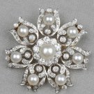 Cubic Zircon 925 Sterling Silver Pearl Brooch/Pendant For Woman Silver Brooch Cubic Zircon 925 Sterling Silver Pearl Brooch/Pendant For Woman Silver Brooch