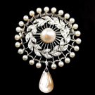 Vintage Style Cubic Zircon 925 Sterling Silver Pearl Brooch Mom's Gift for Her Vintage Style Cubic Zircon 925 Sterling Silver Pearl Brooch Mom's Gift for Her