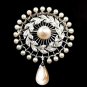 Vintage Style Cubic Zircon 925 Sterling Silver Pearl Brooch Mom's Gift for Her