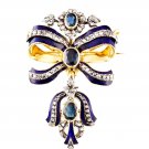 Vintage Style Cubic Zircon 925 Sterling Silver Sapphire Enamel Brooch/Pendant Vintage Style Cubic Zircon 925 Sterling Silver Sapphire Enamel Brooch/Pendant