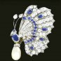 Replica Cubic Zircon 925 Sterling Silver Sapphire Pearl Brooch Gift For Love Her