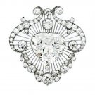 Inspired Heart Cubic Zircon 925 Silver Brooch Love Gift for Her Silver Zircon