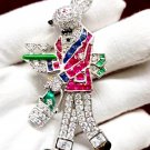 Cubic Zircon 925 Silver Ruby Sapphire Brooch Enamel Paint Waiter Rabbit Pin Cubic Zircon 925 Silver Ruby Sapphire Brooch Enamel Paint Waiter Rabbit Pin