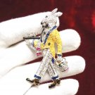 Cubic Zircon 925 Silver Sapphire Golden Topaz Brooch Waiter Rabbit Unisex Pin Cubic Zircon 925 Silver Sapphire Golden Topaz Brooch Waiter Rabbit Unisex Pin