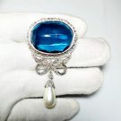 Brooch Rose Cut Diamond 925 Silver Blue Sapphire Brooch Diamond Pin For Her Brooch Rose Cut Diamond 925 Silver Blue Sapphire Brooch Diamond Pin For Her