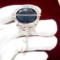 Brooch Rose Cut Diamond 925 Silver Blue Sapphire Brooch Diamond Pin For Her