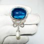 Brooch Rose Cut Diamond 925 Silver Blue Sapphire Brooch Diamond Pin For Her