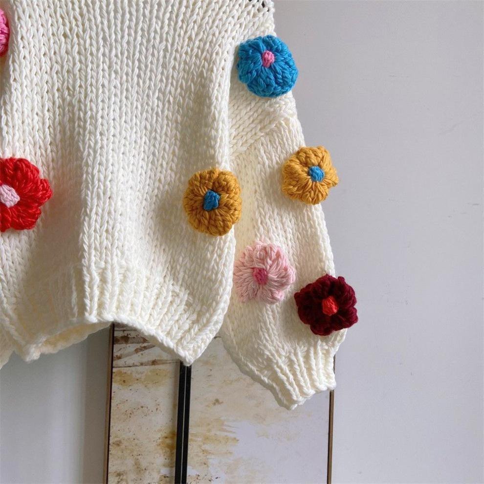 Women's Three-dimensional Flower Sweater Cardigan