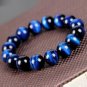 Genuine Gemstones Tiger Eye Bracelet Blue Color Energy Bead Bracelet Fits all Men Women