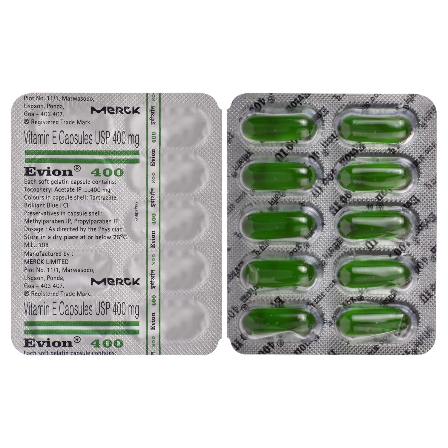 Evion 400 mg Vitamin E Capsule for Glowing Face, Skin and Hair 20 capsule