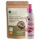 Multani Mitti Fine Powder 100gm with 100ml Rose Water Face Mask for Pimple, Acne, Smooth Skin 100 gm