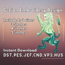 Unleash the Roar: Geordano Lion Embroidery Design in 3 Sizes!