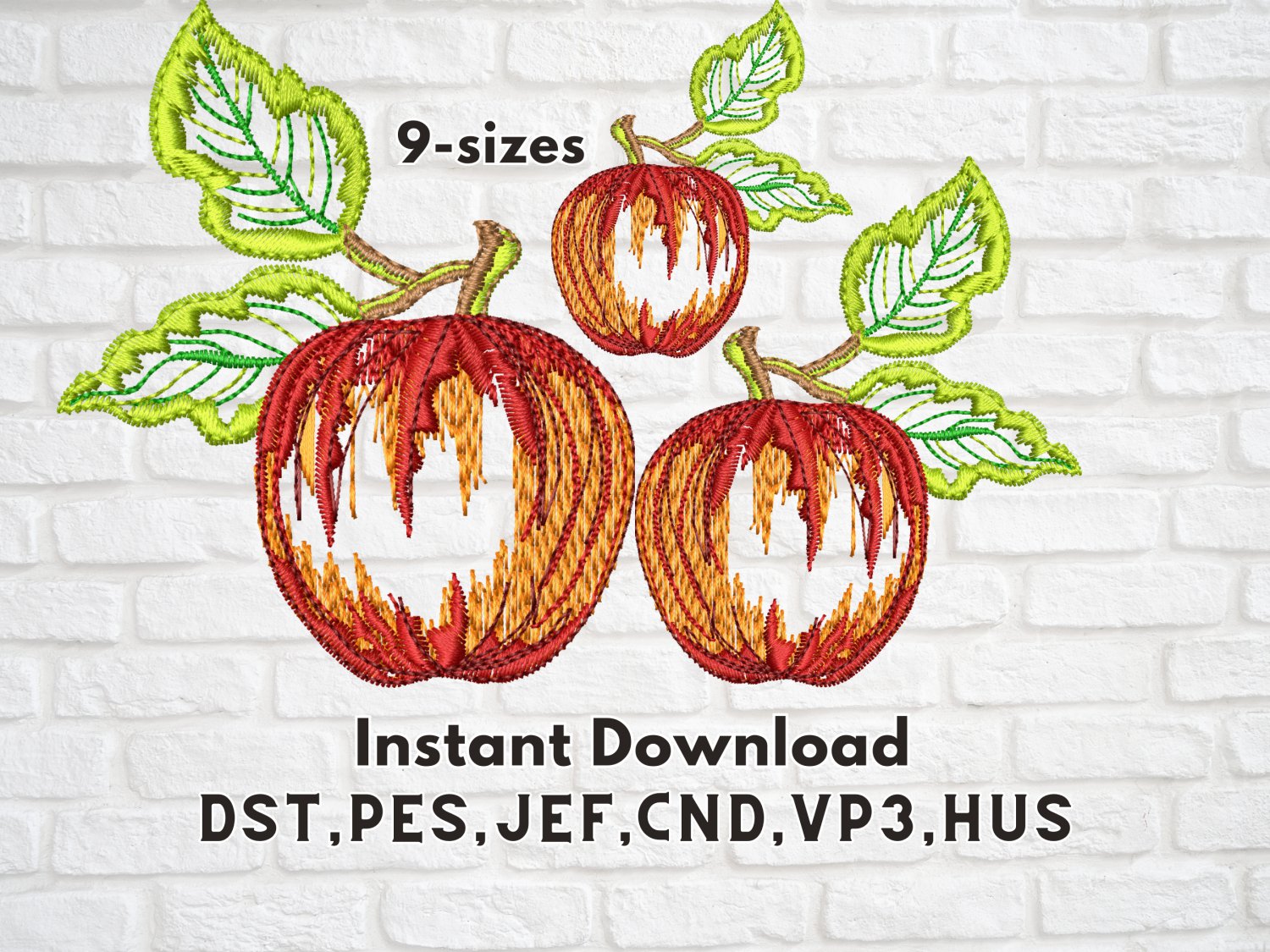 Fresh and Funky: Cool Apple Embroidery Design for Trendy Stitching! (9 sizes)