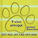 Adorable Paw Appliqué: 9 Sizes for Every Stitching Need!