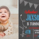 Boys Birthday Invitation Printable Personalized Invitation DIGITAL Chalkboard