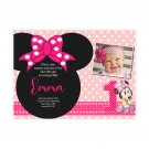 Minnie Mouse Printed Birthday Invitations, Personalized INVITATIONS, Qty 30