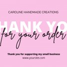 Thank You Hand Made with Love Business Cards Printed 50 Pcs