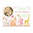 Printed Birthday Invitation, Personalized INVITATIONS, Animals Invites Qty 10