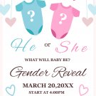Printed Gender Reveal Invitation, Personalized INVITATIONS, Gender Shower Qty 50