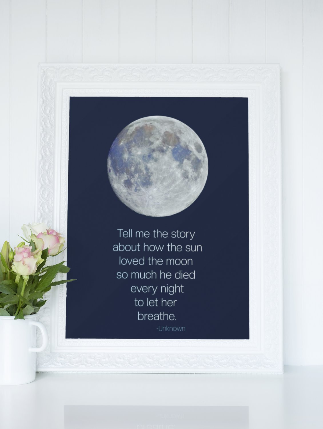 Moon Poster Print, Full Moon Posters, Moon quote Print, Tell me the story