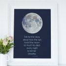Moon Poster Print, Full Moon Posters, Moon quote Print, Tell me the story