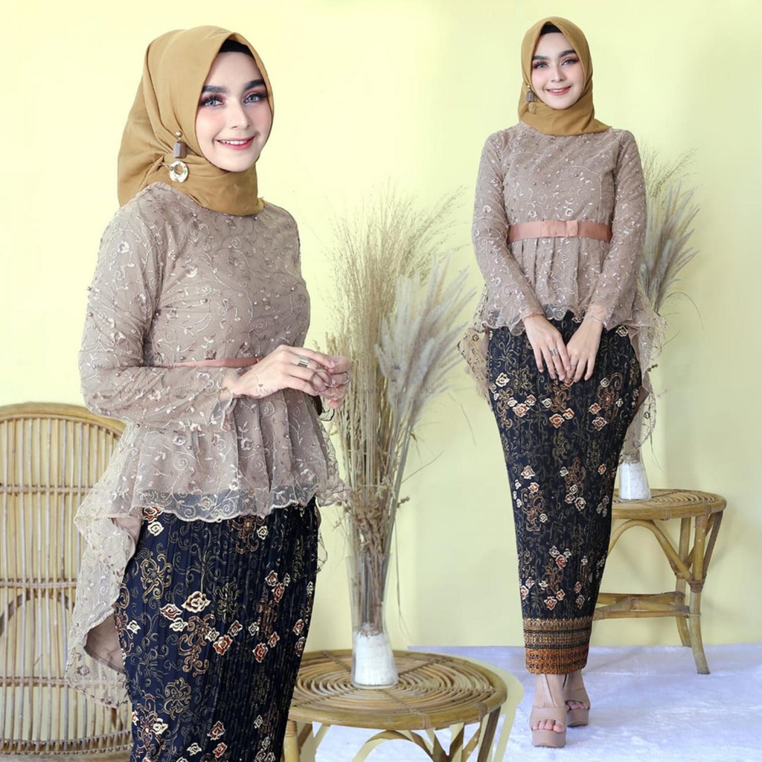 Aurora Qiana Tulle Kebaya Suit for Engagement and Graduation, Kebaya Dress, Kebaya Modern Coffe