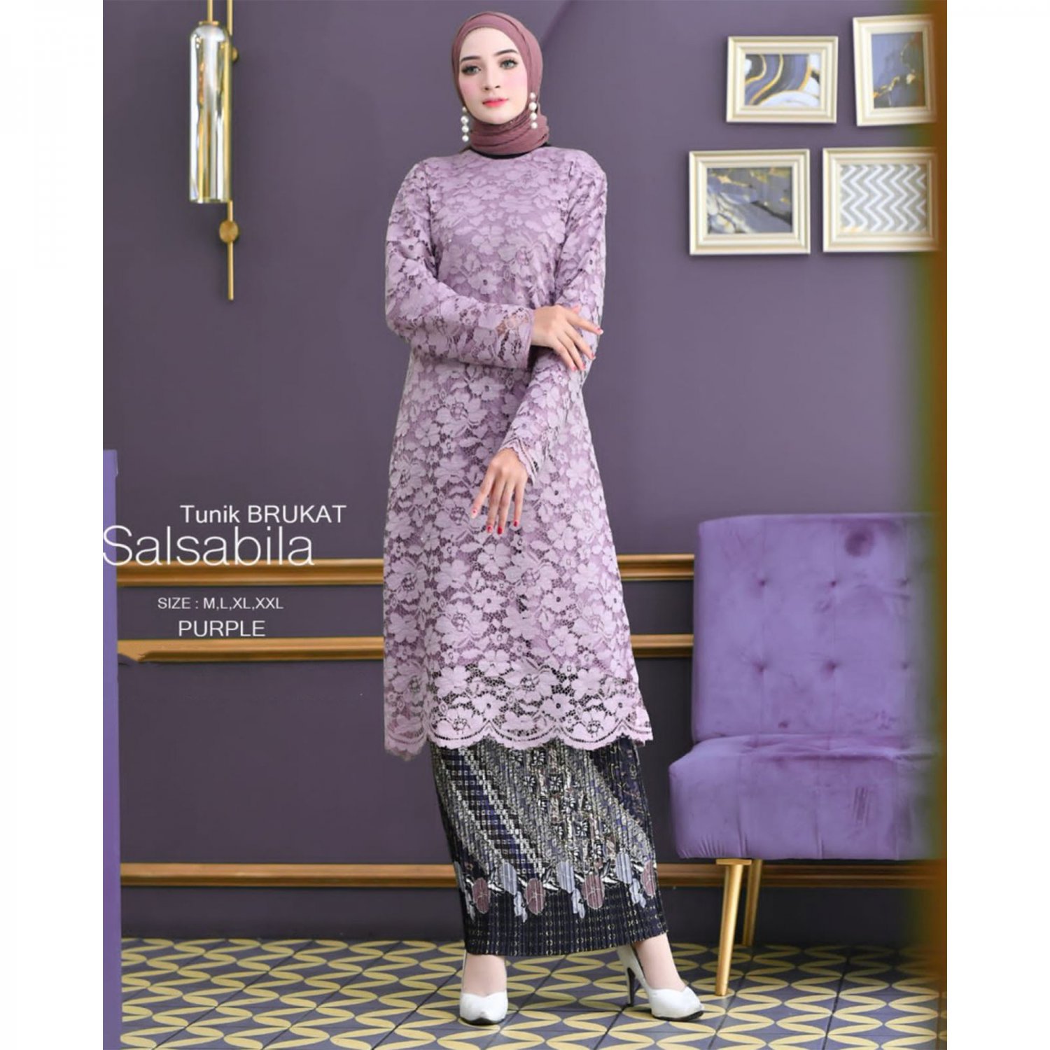 Brocade Tunic Kebaya Suit Brocade Kurung Kebaya Set,Kebaya Dress,Kebaya Modern,Kebaya Lavender