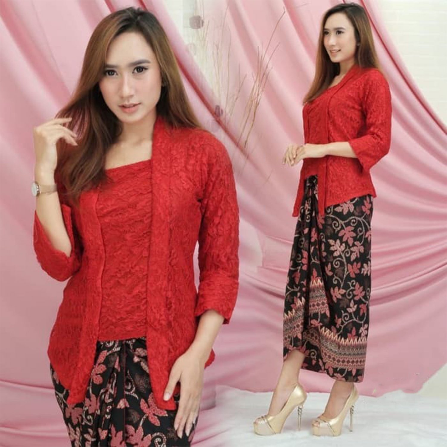 Modern Brukat Kebaya Suit for Politika Baru Brocade Kutu Various Colors,Kebaya Dress,Kebaya Red