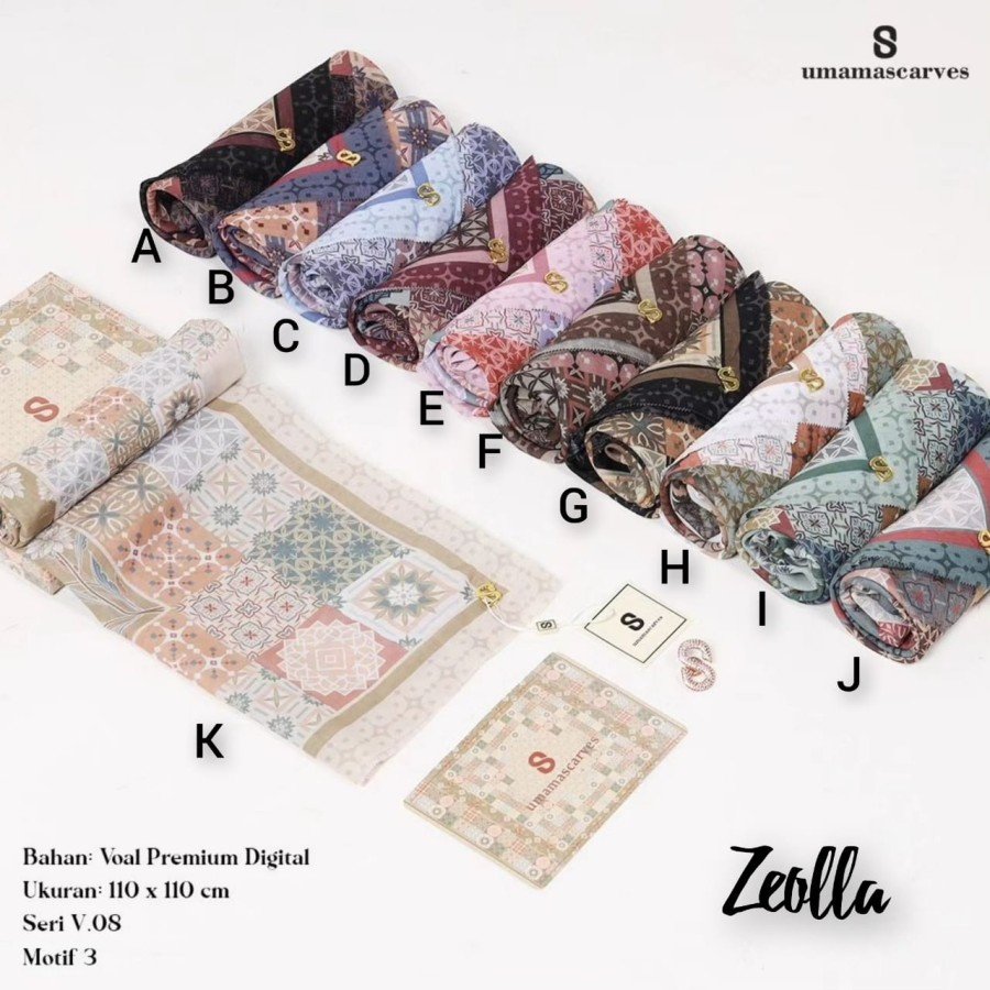 Umama Scarves - Zeolla Motif Rectangle Veil Muslim Outfit