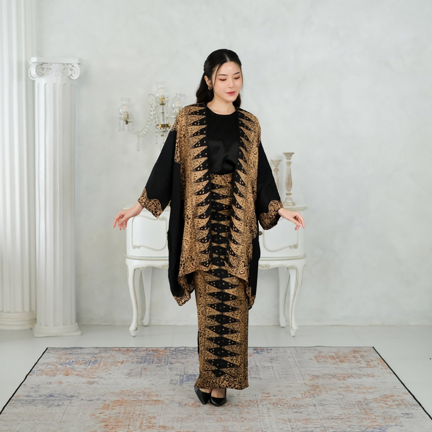 Kania Jupri Kebaya Set Black, Kebaya Batik, Kebaya Dress