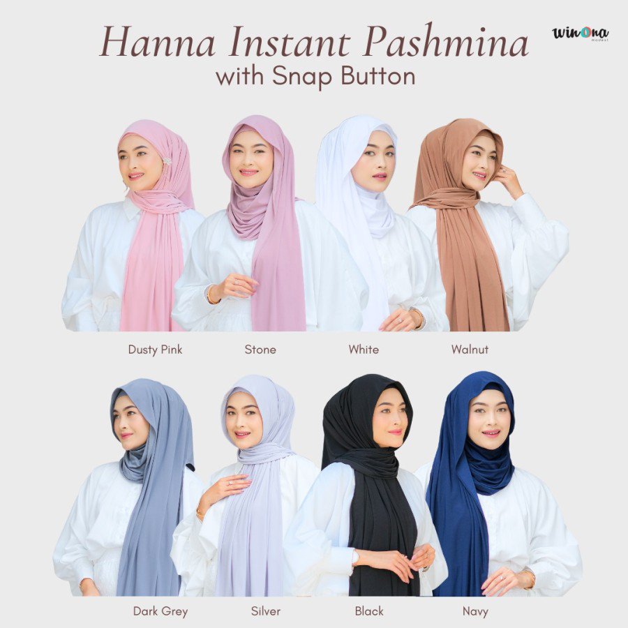 Winonamodest - Hanna Instant Pashmina with Snap Button Dusty Pink Color