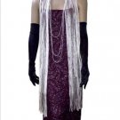 Black Burgundy 1920s Great Gatsby Flapper Dress Roaring 20s & Accs S M