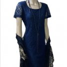 Black Blue Lace Fringe 1920s Great Gatsby Flapper Dress Roaring 20s & Accs M