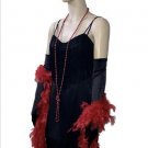 Black Red Fringe 1920s Great Gatsby Flapper Dress Roaring 20s & Accs S