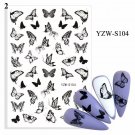 Nail Stickers Butterfly Flower Nail Art Waterproof Transfer Decal model YZW#2