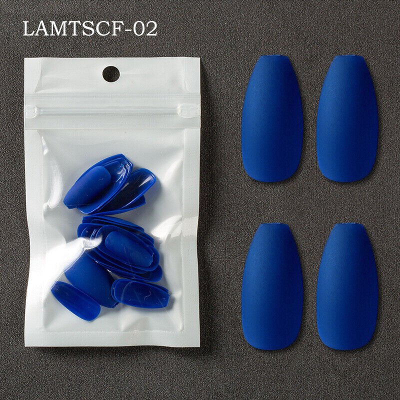 Full Cover Wearing False Nail Tips Ballet Removable 24PCS Blue