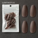 Full Cover Wearing False Nail Tips Ballet Removable 24PCS Dark Coffee