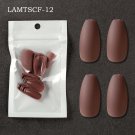 Full Cover Wearing False Nail Tips Ballet Removable 24PCS Light Brown