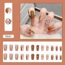 24Pcs Fake False  Nails with Designs Press Full Cover #R641