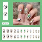 24Pcs Fake False  Nails with Designs Press Full Cover #R649