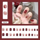 24Pcs Fake False  Nails with Designs Press Full Cover #R654