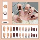 24Pcs Fake False  Nails with Designs Press Full Cover #R666