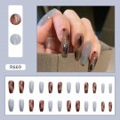 24Pcs Fake False  Nails with Designs Press Full Cover #R669