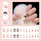 24Pcs Fake False  Nails with Designs Press Full Cover #R670